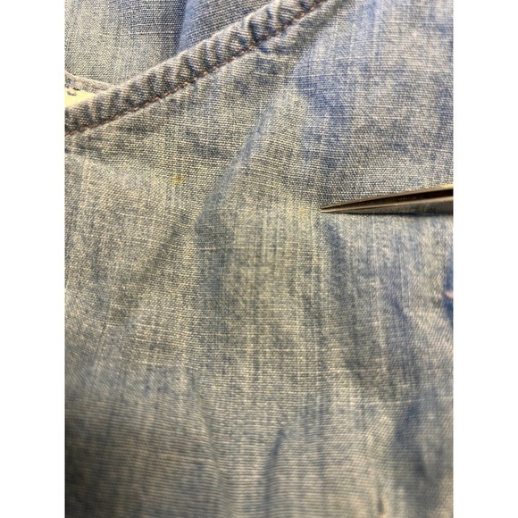 Topshop Size 8 Chambray Strappy Tie Front Side Slit Midi Dress Blue - Picture 7 of 7